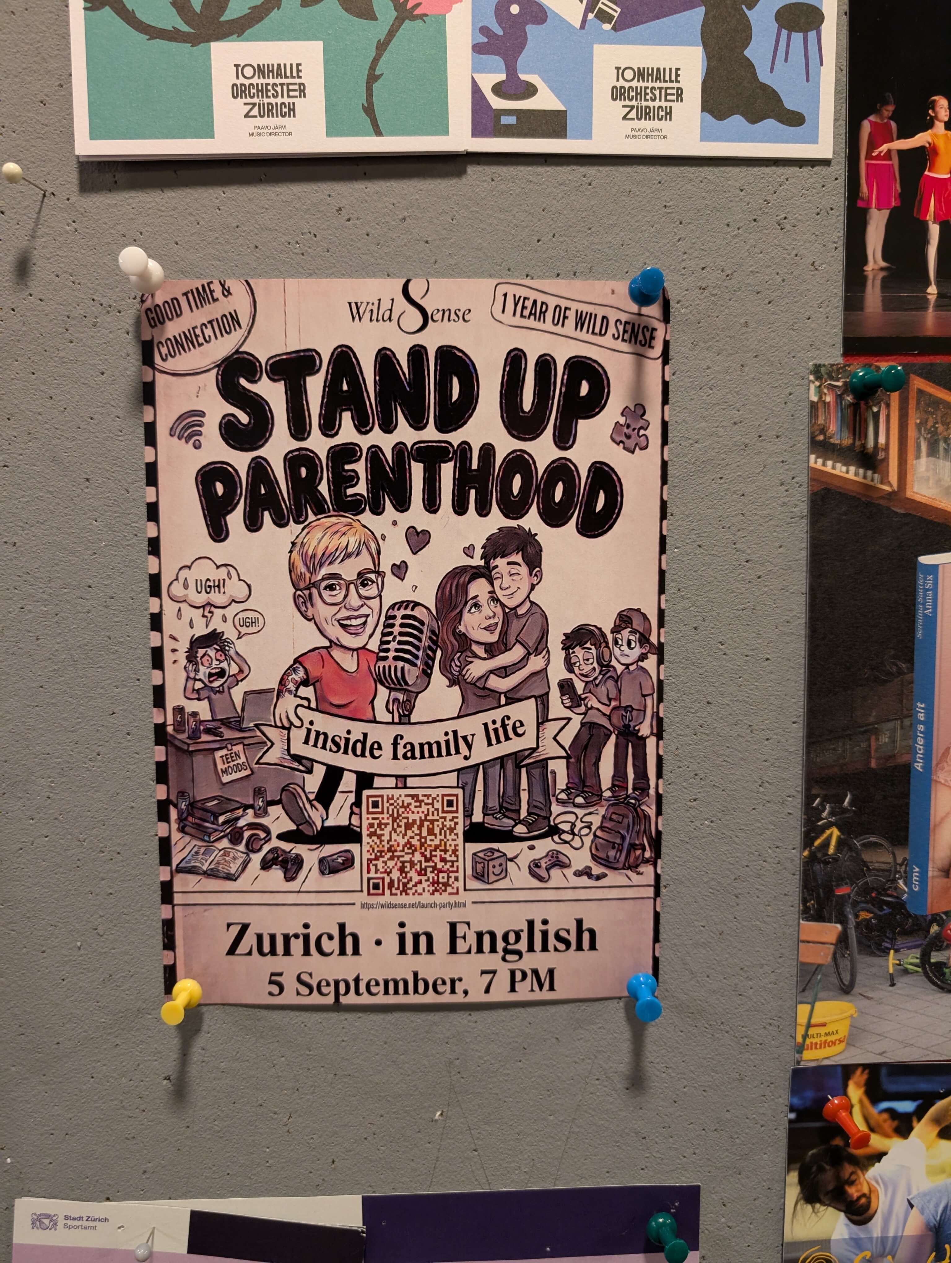Stand-Up Parenthood anniversary poster